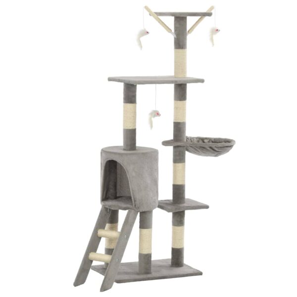 vidaXL Cat Tree with Sisal Scratching Posts 138 cm Grey - Image 2