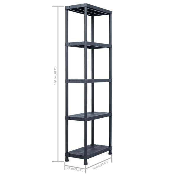vidaXL Storage Shelf Racks 2 pcs Black 125 kg 60x30x180 cm Plastic - Image 10