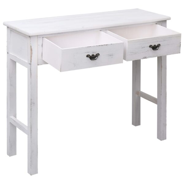 vidaXL Console Table Antique White 90x30x77 cm Wood - Image 2