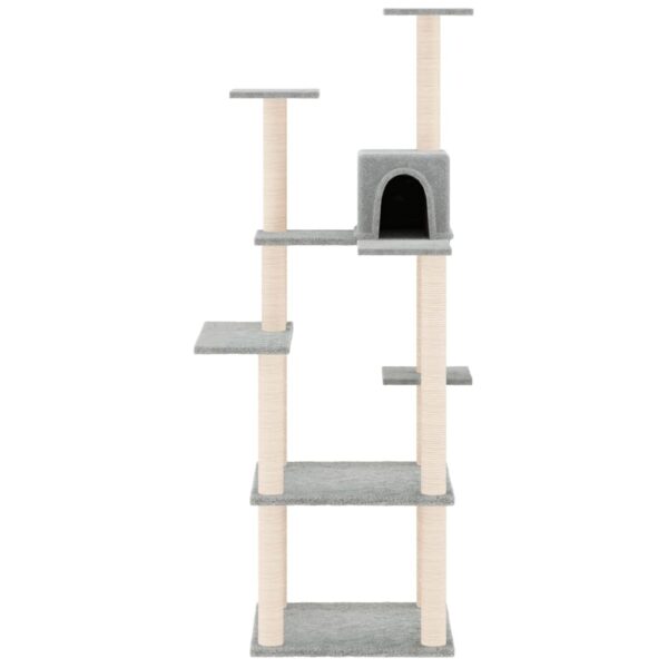 vidaXL Cat Tree with Sisal Scratching Posts Light Grey 153 cm - Image 3