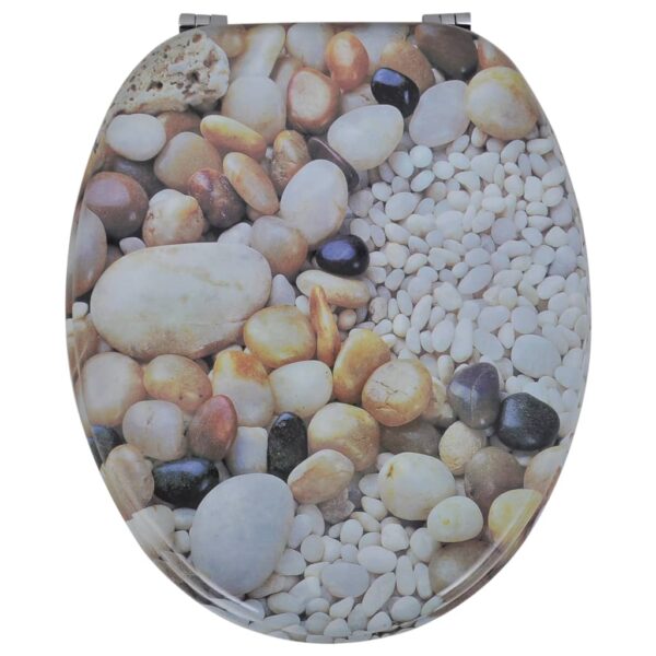 vidaXL Toilet Seats with Lids 2 pcs MDF Pebbles - Image 3