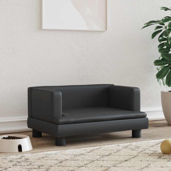 vidaXL Dog Bed Black 60x40x30 cm Faux Leather - Image 1