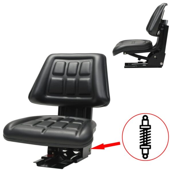 vidaXL Tractor Seat with Suspension Black - Image 1