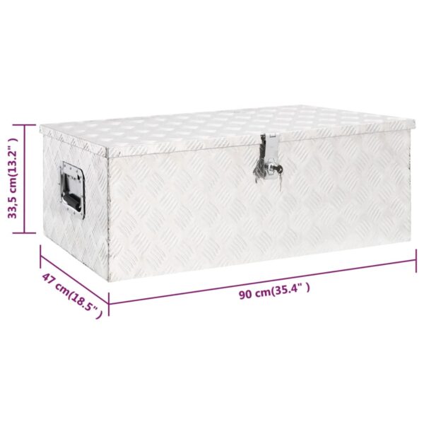 vidaXL Storage Box Silver 90x47x33.5 cm Aluminium - Image 8