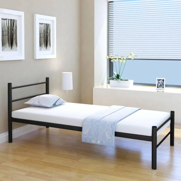 vidaXL Bed Frame without Mattress Black Metal King Single Size - Image 1