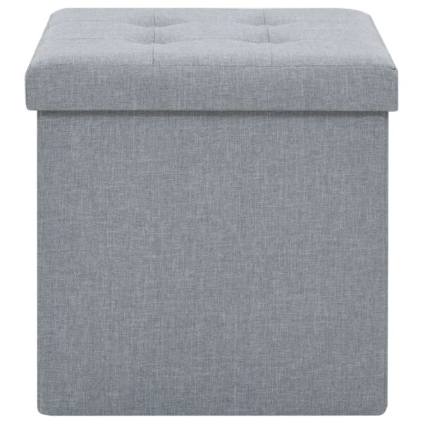 vidaXL Folding Storage Stools 2 pcs Light Grey Faux Linen - Image 5