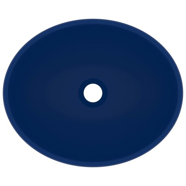 vidaXL Luxury Basin Oval-shaped Matt Dark Blue 40x33 cm Ceramic - Image 4