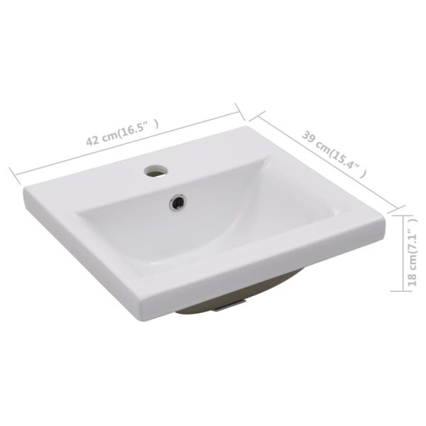 vidaXL Built-in Basin 42x39x18 cm Ceramic White - Image 7