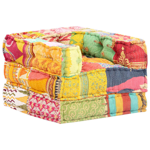 vidaXL Modular Pouffe Patchwork Fabric - Image 10
