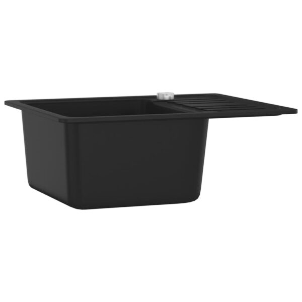 vidaXL Granite Kitchen Sink Single Basin Black - Image 3