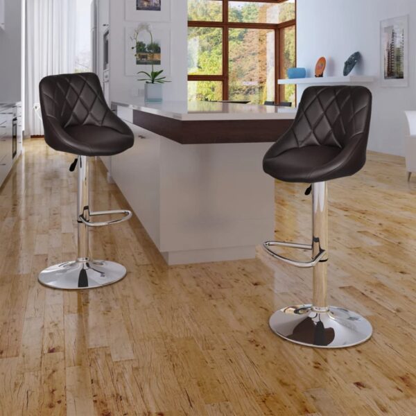 vidaXL Bar Stools 2 pcs Brown Faux Leather - Image 1