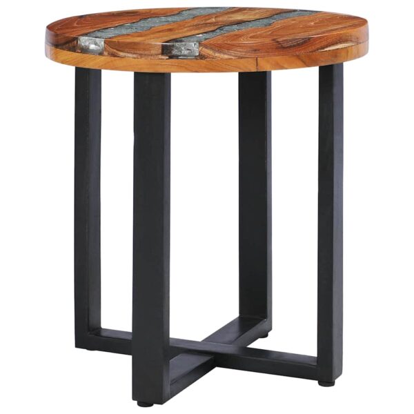 vidaXL Coffee Table 40x45 cm Solid Teak Wood and Polyresin - Image 9