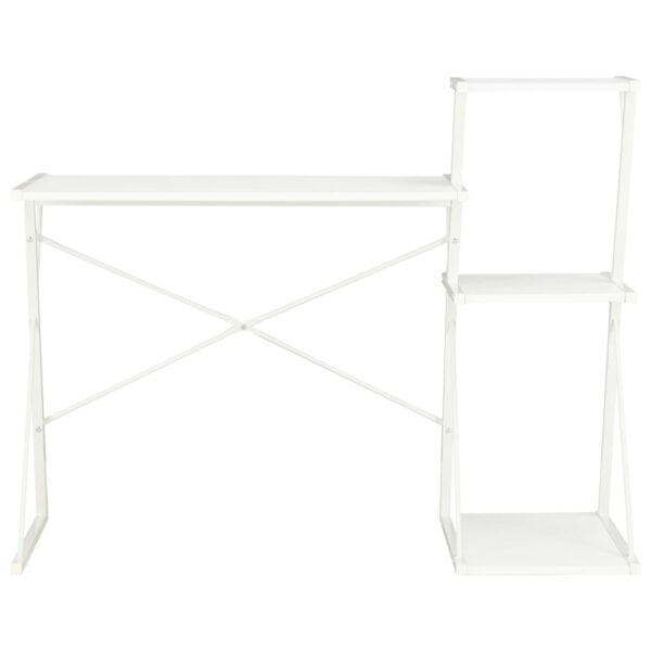 vidaXL Desk with Shelf White 116x50x93 cm - Image 2