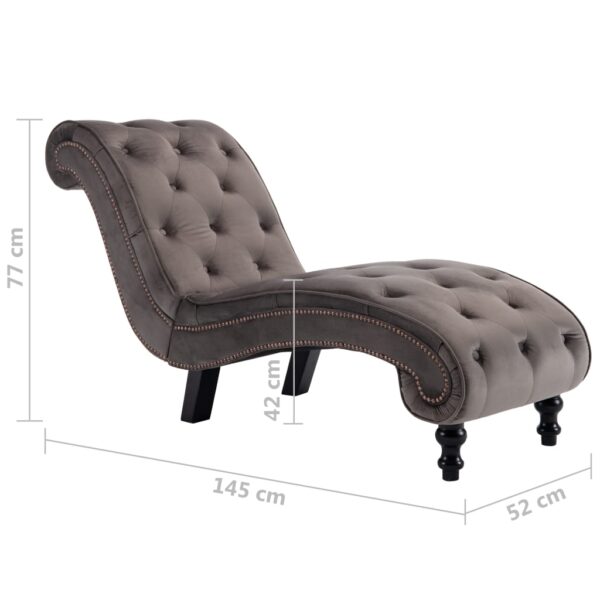 vidaXL Chaise Lounge Grey Velvet - Image 8