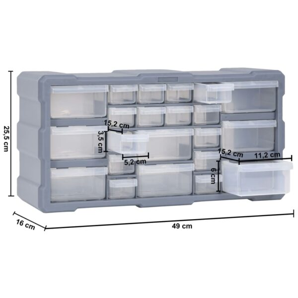 vidaXL Multi-drawer Organiser with 22 Drawers 49x16x25.5 cm - Image 9