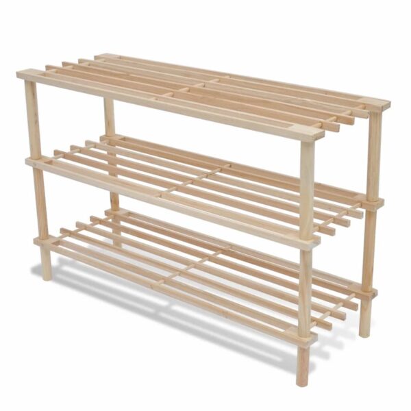 vidaXL 3-Tier Shoe Racks 2 pcs Solid Fir Wood - Image 2