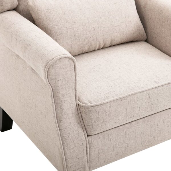 vidaXL Armchair Beige Fabric - Image 6