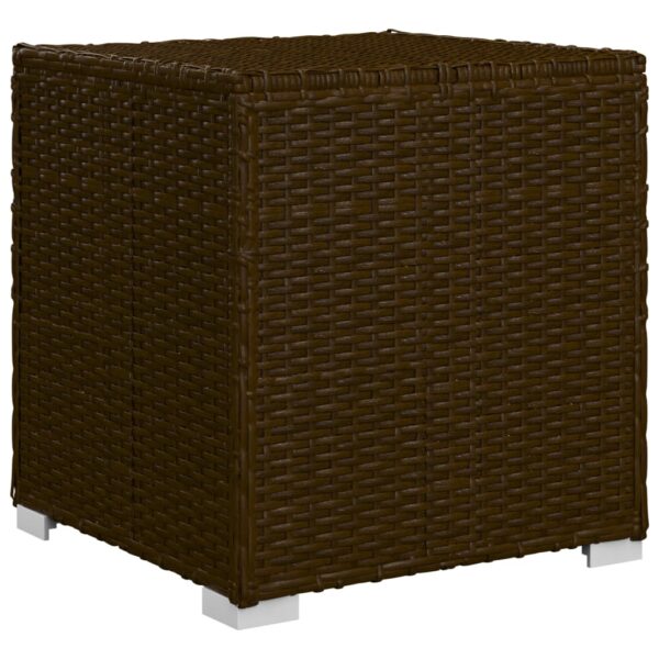 vidaXL 3 Piece Garden Sun Loungers with Tea Table Poly Rattan Brown - Image 9