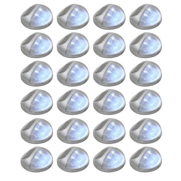 vidaXL Outdoor Solar Wall Lamps LED 24 pcs Round Silver - Image 1