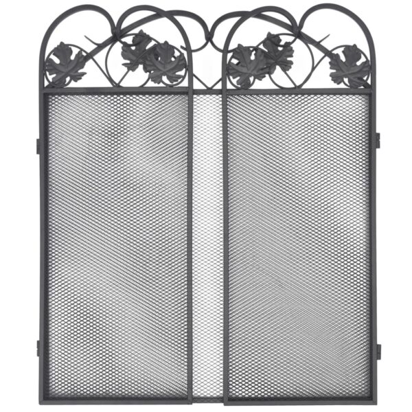 vidaXL 3-panel Fireplace Screen Iron Black - Image 4