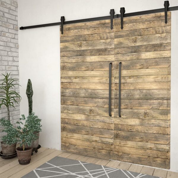 vidaXL Sliding Door Hardware Kits 2 pcs 200 cm Steel Black - Image 3