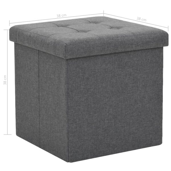 vidaXL Folding Storage Stools 2 pcs Dark Grey Faux Linen - Image 9