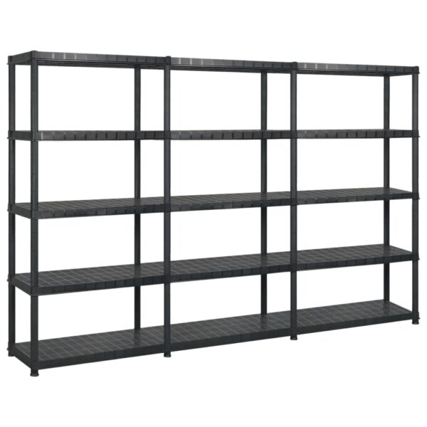 vidaXL Storage Shelf 5-Tier Black 255x40x185 cm Plastic - Image 1