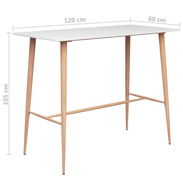 vidaXL Bar Table White 120x60x105 cm - Image 5