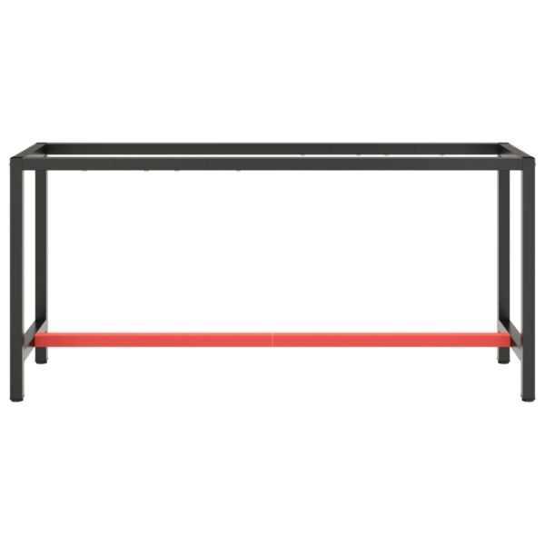 vidaXL Work Bench Frame Matte Black and Matte Red 170x50x79 cm Metal - Image 3