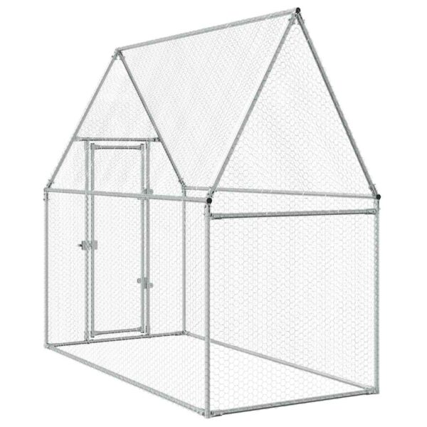 vidaXL Chicken Cage Silver 200x100x190 cm Galvanised Steel - Image 7