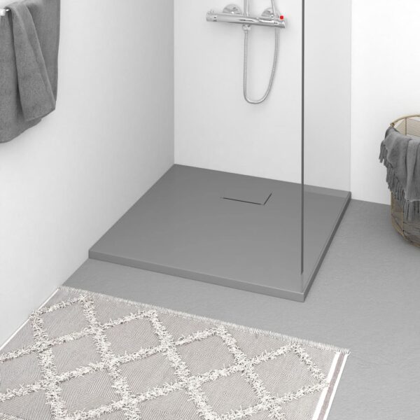 vidaXL Shower Base Tray SMC Grey 90x90 cm - Image 1