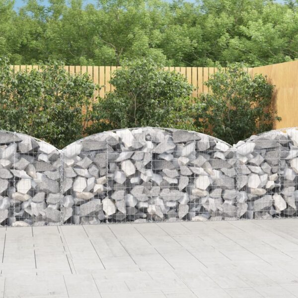 vidaXL Arched Gabion Basket 200x30x80/100 cm Galvanised Iron - Image 1
