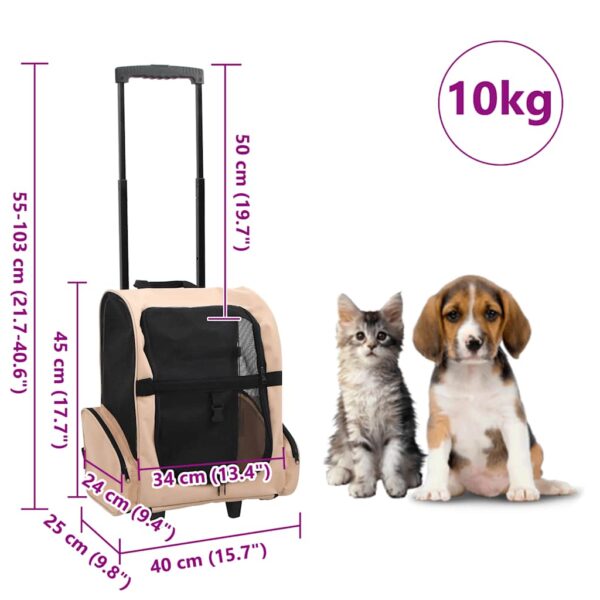vidaXL Multipurpose Pet Trolley Beige Foldable - Image 8