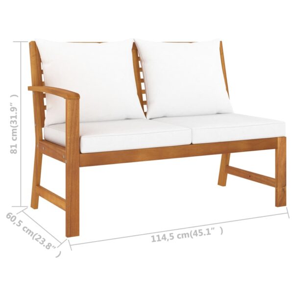vidaXL 4 Piece Garden Lounge Set with Cushion Cream Solid Acacia Wood - Image 10