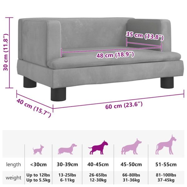 vidaXL Dog Bed Light Grey 60x40x30 cm Velvet - Image 7