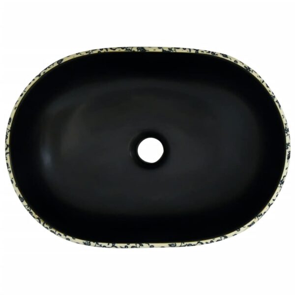 vidaXL Countertop Basin Black and Blue Oval 47x33x13 cm Ceramic - Image 6