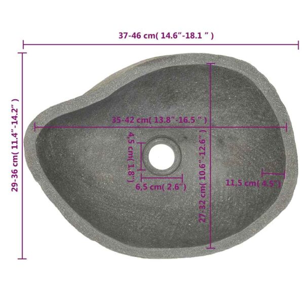 vidaXL Basin River Stone Oval (36-46)x(29-36) cm - Image 9