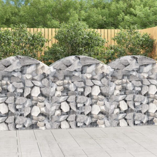 vidaXL Arched Gabion Basket 100x50x100/120 cm Galvanised Iron - Image 1
