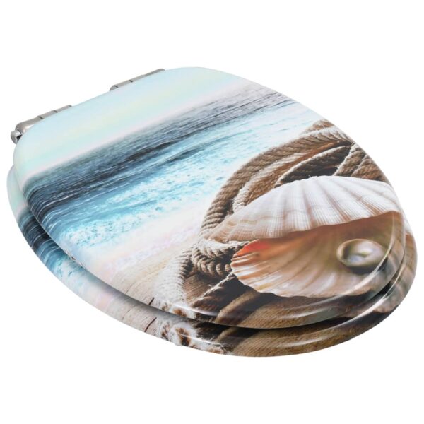 vidaXL WC Toilet Seat with Soft Close Lid MDF Muschel Design - Image 3