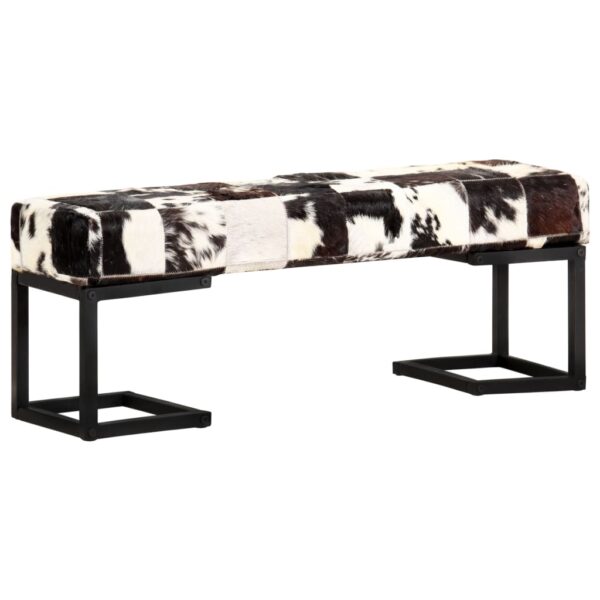 vidaXL Bench 110 cm Black Patchwork Genuine Goat Leather - Image 10