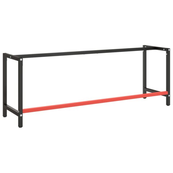 vidaXL Work Bench Frame Matte Black and Matte Red 220x57x79 cm Metal - Image 3
