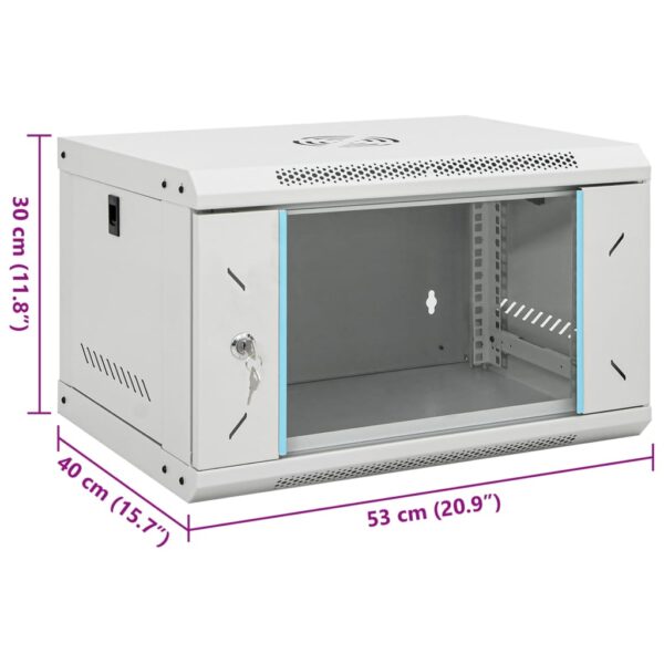 vidaXL 6U Wall Mounted Network Cabinet 19" IP20 53x40x30 cm - Image 8