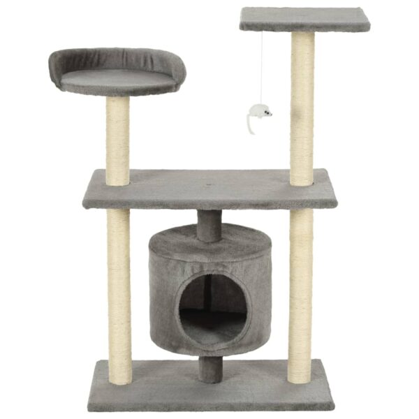 vidaXL Cat Tree with Sisal Scratching Posts 95 cm Grey - Image 3
