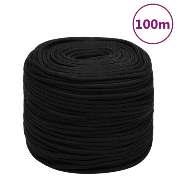 vidaXL Work Rope Black 10 mm 100 m Polyester - Image 1
