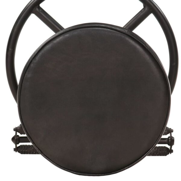 vidaXL Bar Stools 2 pcs Black Real Goat Leather - Image 6