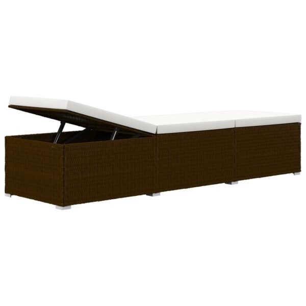 vidaXL 3 Piece Garden Sun Loungers with Tea Table Poly Rattan Brown - Image 7