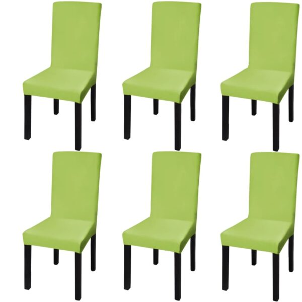 vidaXL Straight Stretchable Chair Cover 6 pcs Green - Image 1