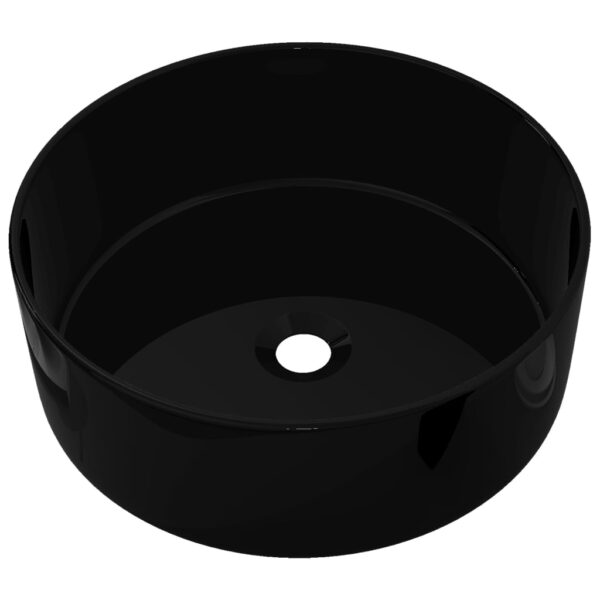 vidaXL Basin Ceramic Round Black 40x15 cm - Image 2