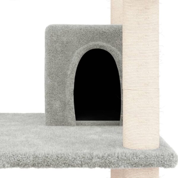 vidaXL Cat Tree with Sisal Scratching Posts Light Grey 162 cm - Image 6