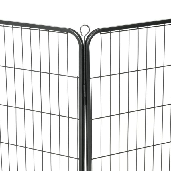 vidaXL Dog Playpen 8 Panels Steel 80x100 cm Black - Image 7